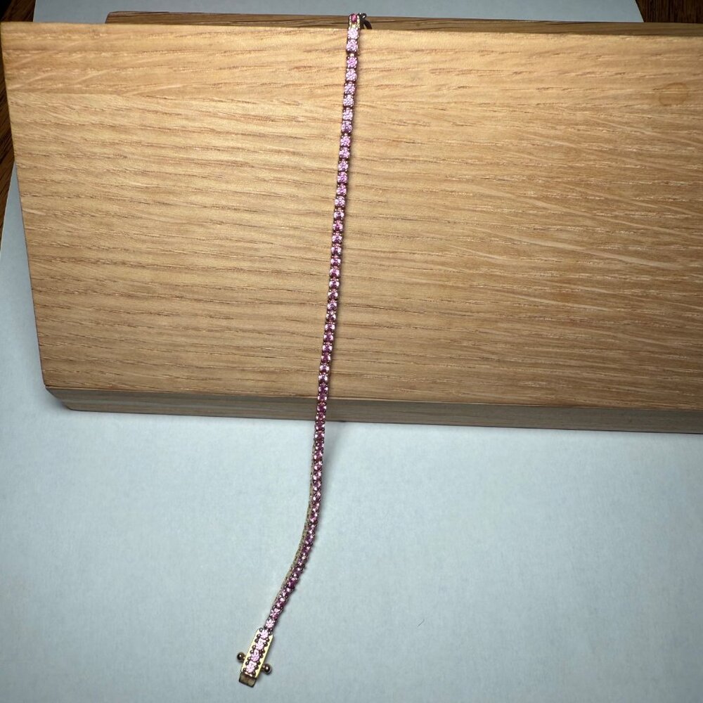 Pink 7 " Gold Tennis Bracelet